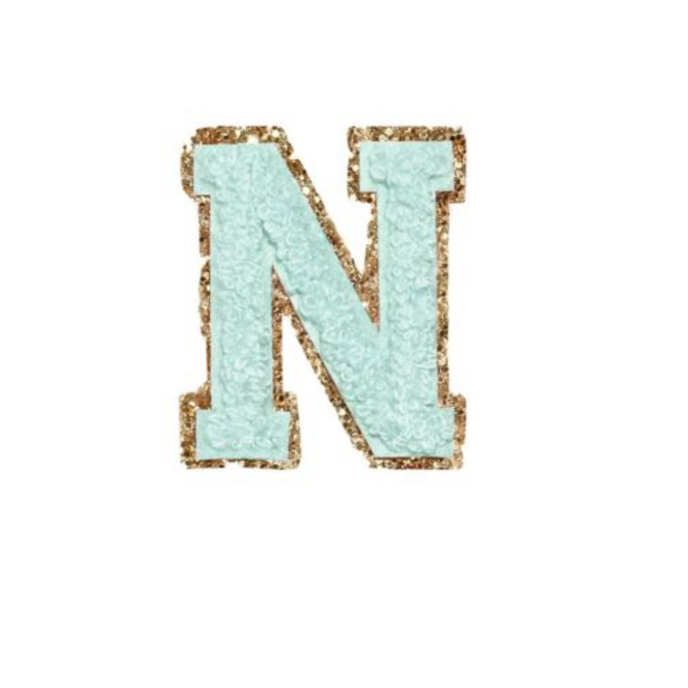 $16 Stoney Clover Lane Women's Sticker Patch - varsity Glitter Cotton candy “N”
